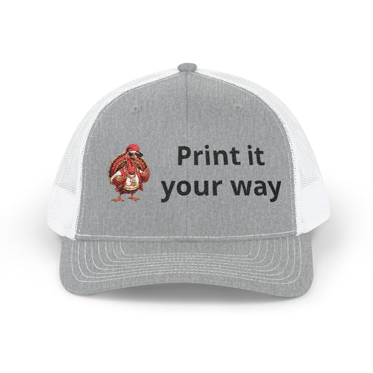 Embroidered Trucker Cap — Custom “Print It Your Way” Design