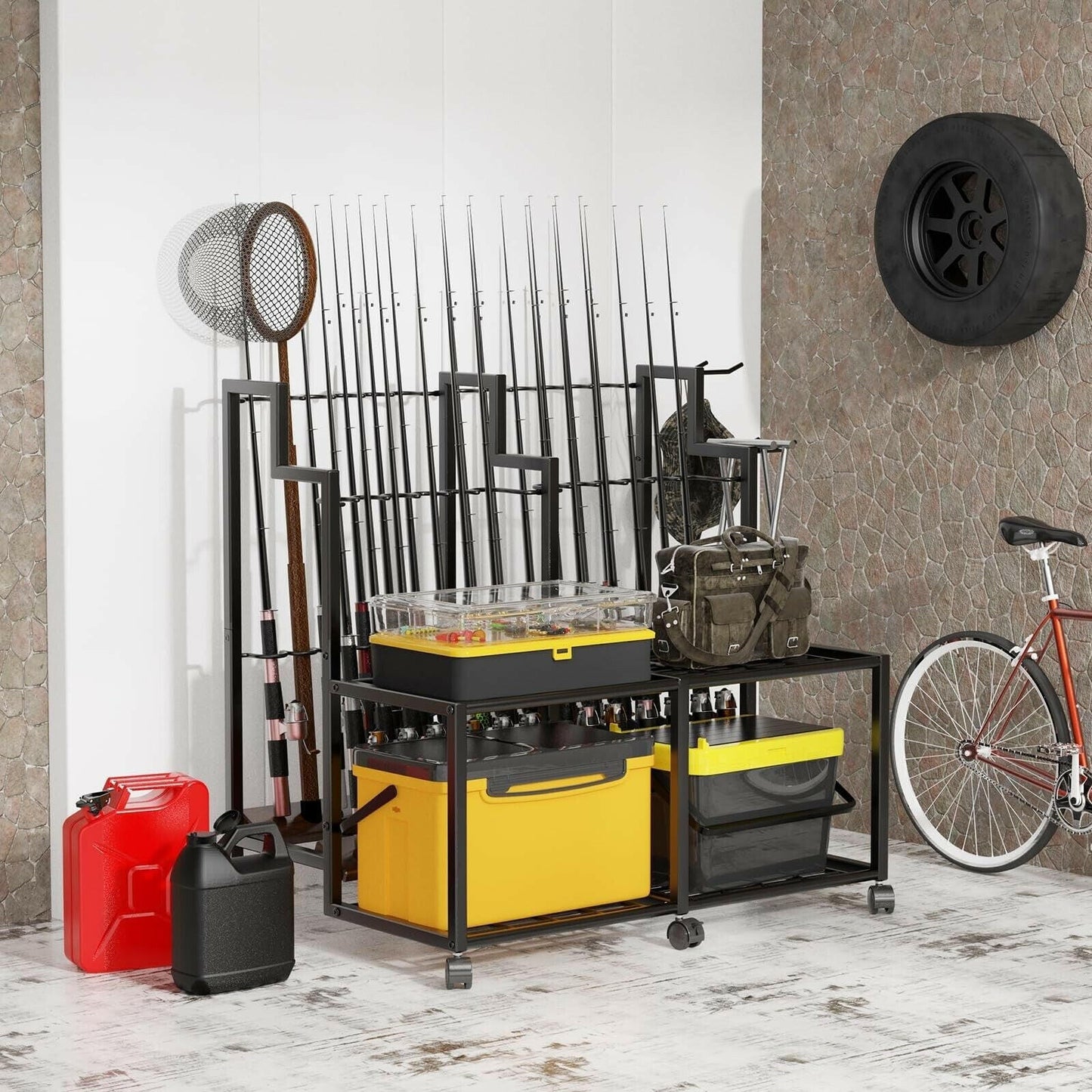 Miratino Large-Capacity Fishing Rod Holders for Garage - Store Up to 24 Fishing Poles Efficiently!.