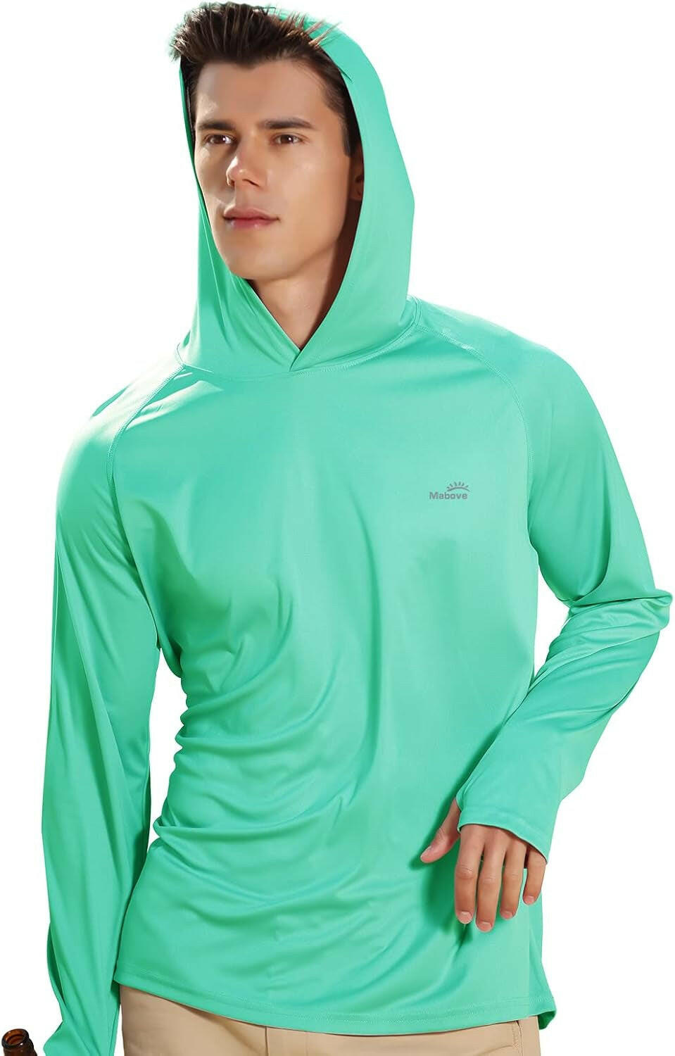 Stay Stylish and Sun-Safe with Our Men's UPF 50+ Long Sleeve Hoodie - Perfect for Outdoor Adventures!