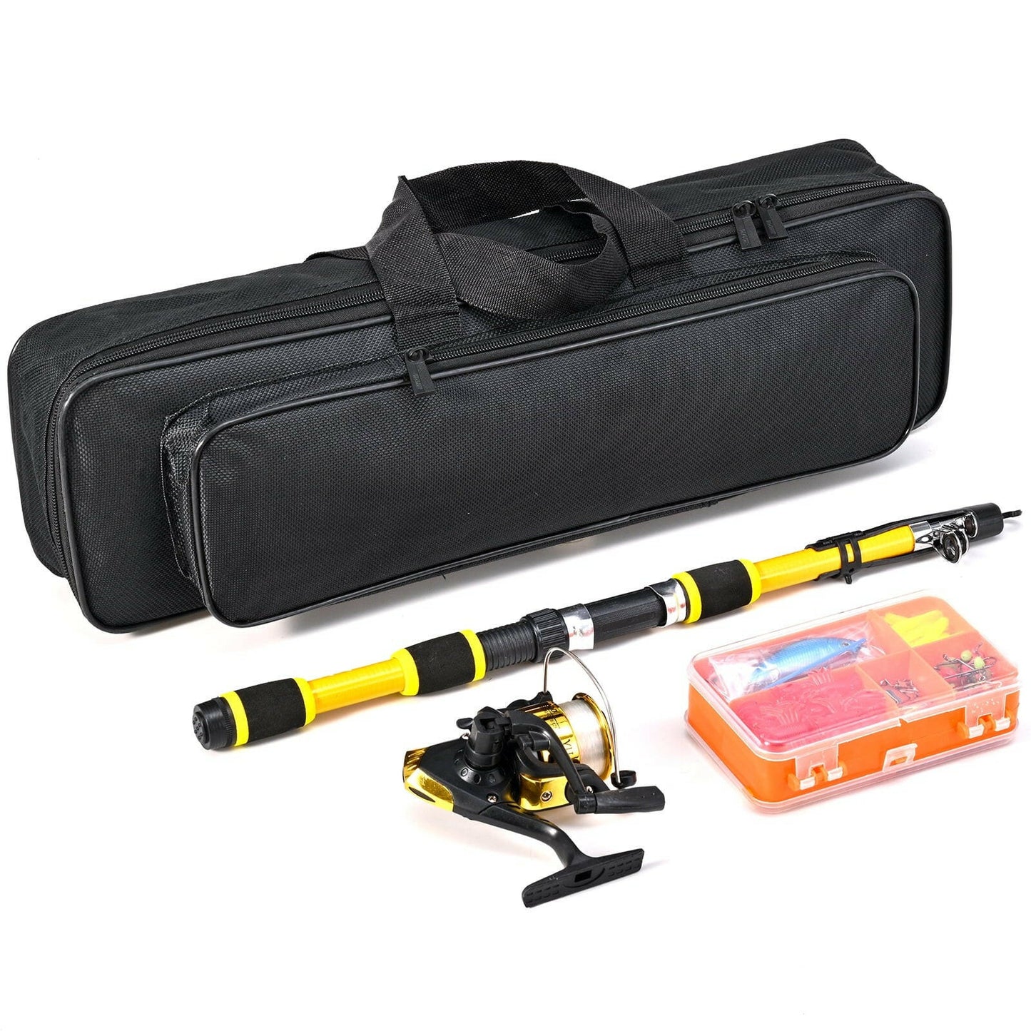 Ultimate 68 Inch Portable Fiberglass Spinning Fishing Rod & Reel Combo for Youth and Adults.