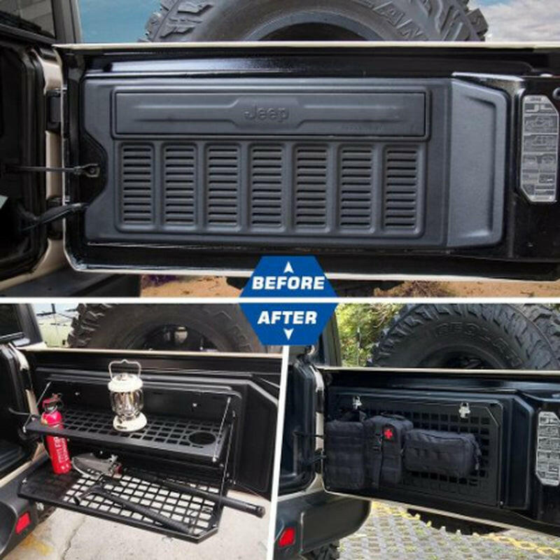 2-Tier Foldable Tailgate Table and Cargo Rack for 2007-2022 Jeep Wrangler JK & JL 4-Door - Ideal for Outdoor Camping