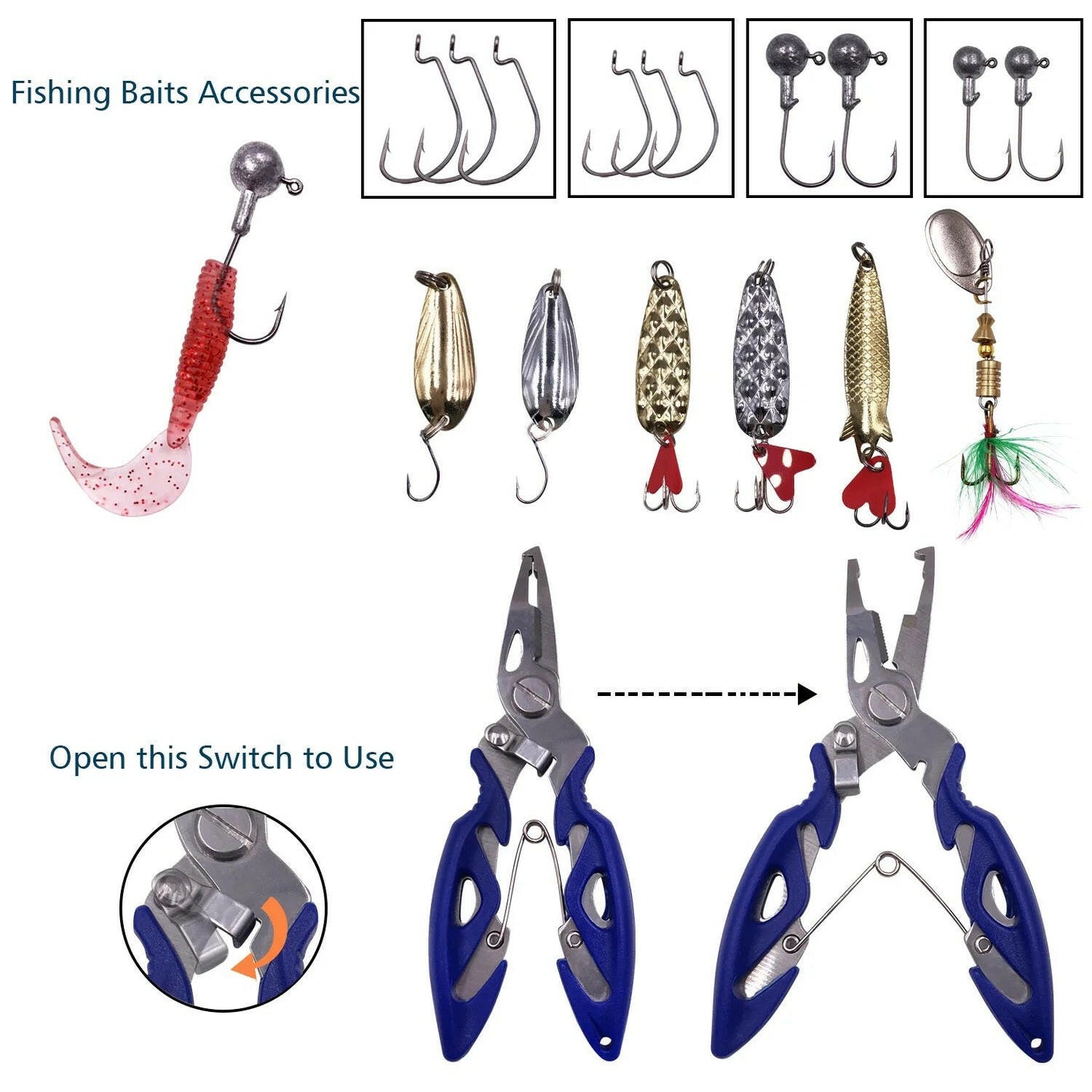 Catch the Big One! 🎣🎉 300-Piece Fishing Lures Kit with Tackle Box - Perfect for Bass, Trout & Walleye Adventures! 🐟✨.