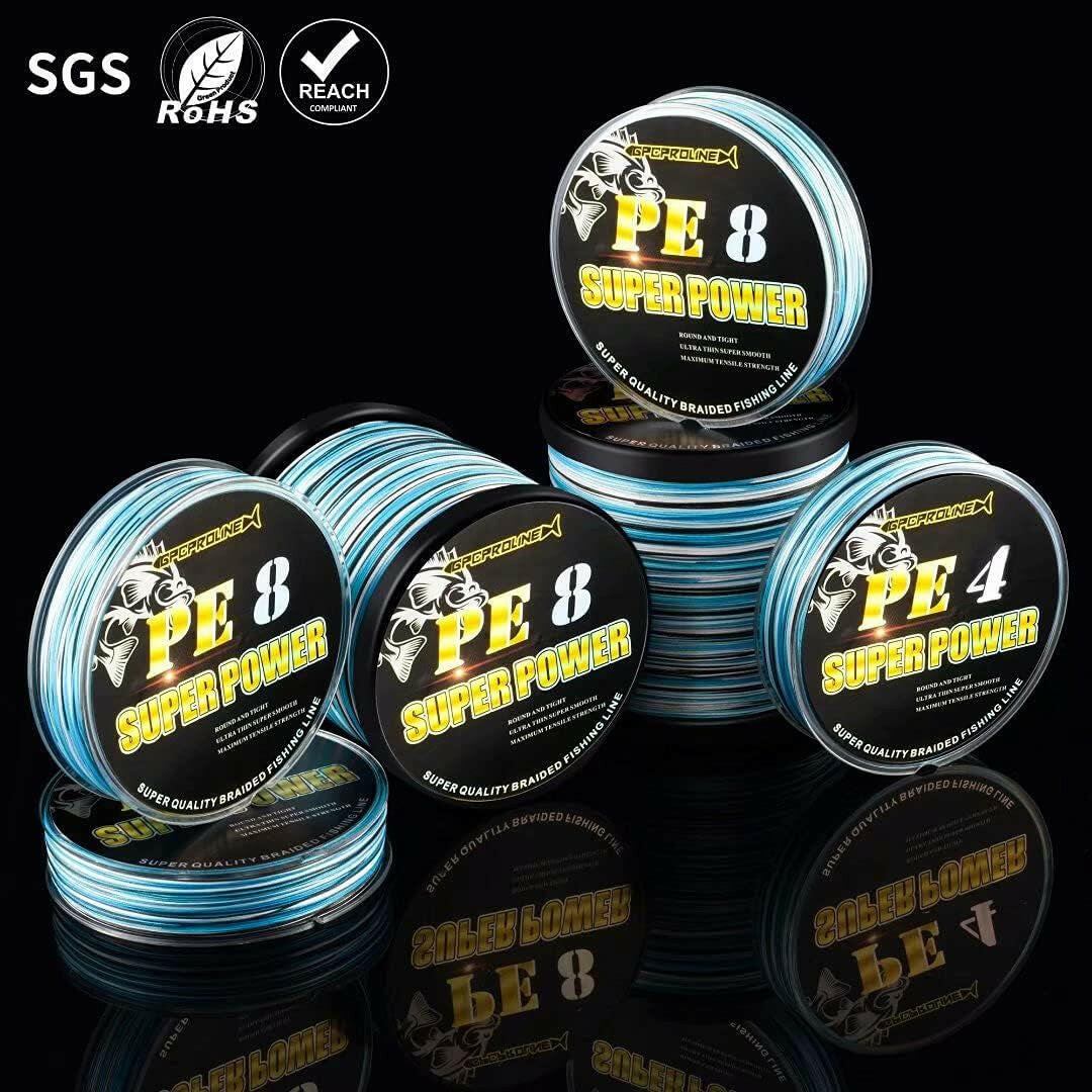 Premium Abrasion-Resistant Braided Fishing Line - Thinner & Smoother for Longer Casts - Camo Blue, Camo Green, Green - 10LB to 100LB for Saltwater Fishing.