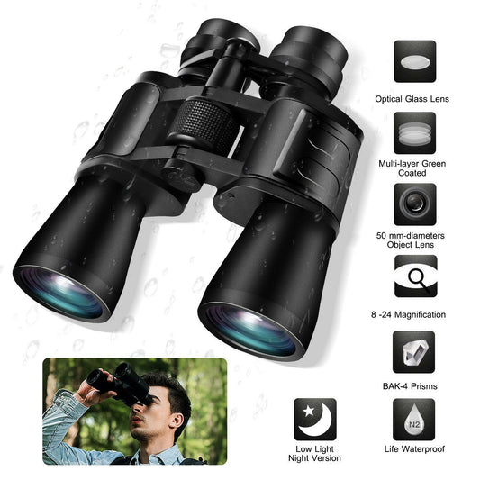 Portable Zoom Binoculars with FMC Lens for Low Light Night Vision - Ideal for Bird Watching, Hunting, Sports Events, and Concerts for All Ages.