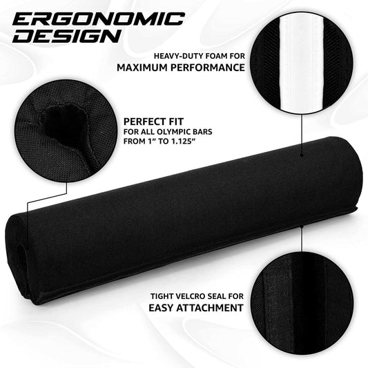 Ultimate Barbell Foam Pad - Neck & Shoulder Protection for Lunges, Squats & Hip Thrusts - Fits Standard Olympic Bars.