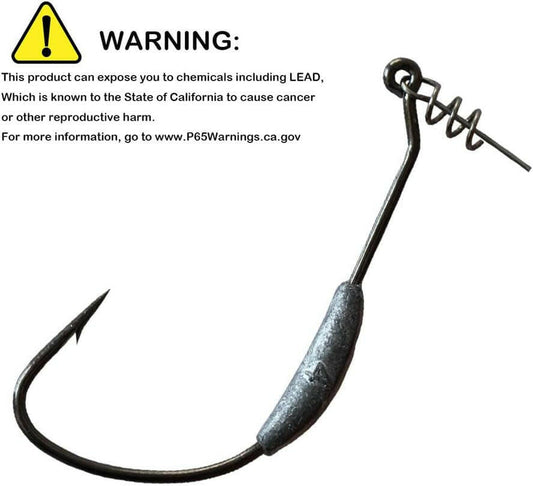 5-Pack Fishing Weighted Hooks with Twistlock Superline Spring Design - Available in 2G, 2.5G, 3G, 4G, and 7G.