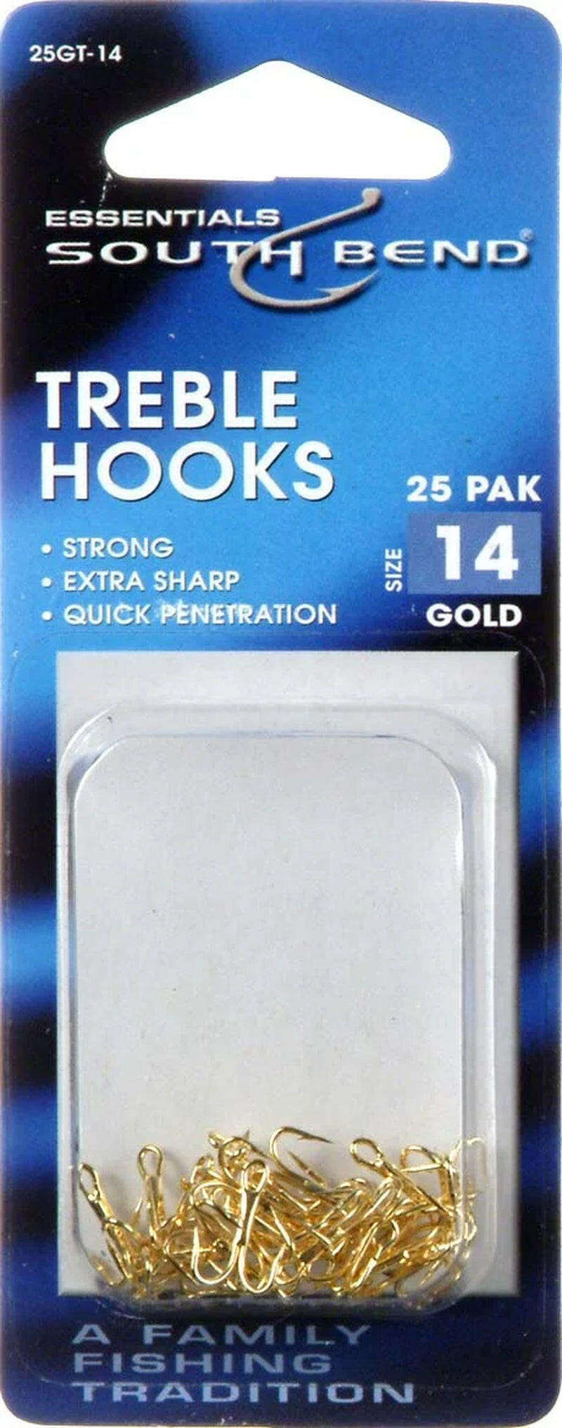 Shiny Gold Treble Hooks - Size 14, Pack of 25 for Your Next Fishing Adventure! 🎣✨.