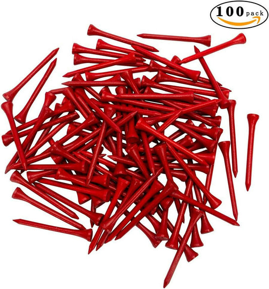 Premium Natural Wood Golf Tees - 100 Pack in Multiple Colors and Sizes (3-1/4", 2-3/4", 2-1/8") - Reduce Side Spin & Friction for Optimal Performance.