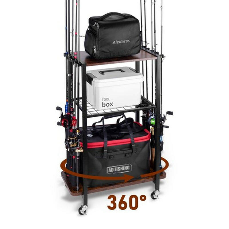 Premium Fishing Rod Holder: Tackle Cart and Pole Organizer Storage Solution for Garages.