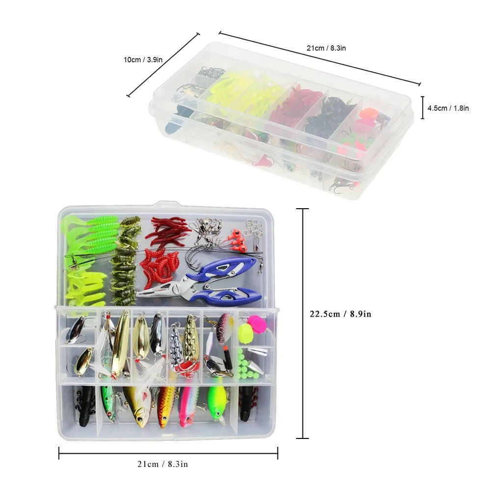 Ultimate 101-Piece Fishing Lures Kit - Mixed Hard & Soft Baits, Topwater Floating Lures, Hooks & Accessories for Every Angler.