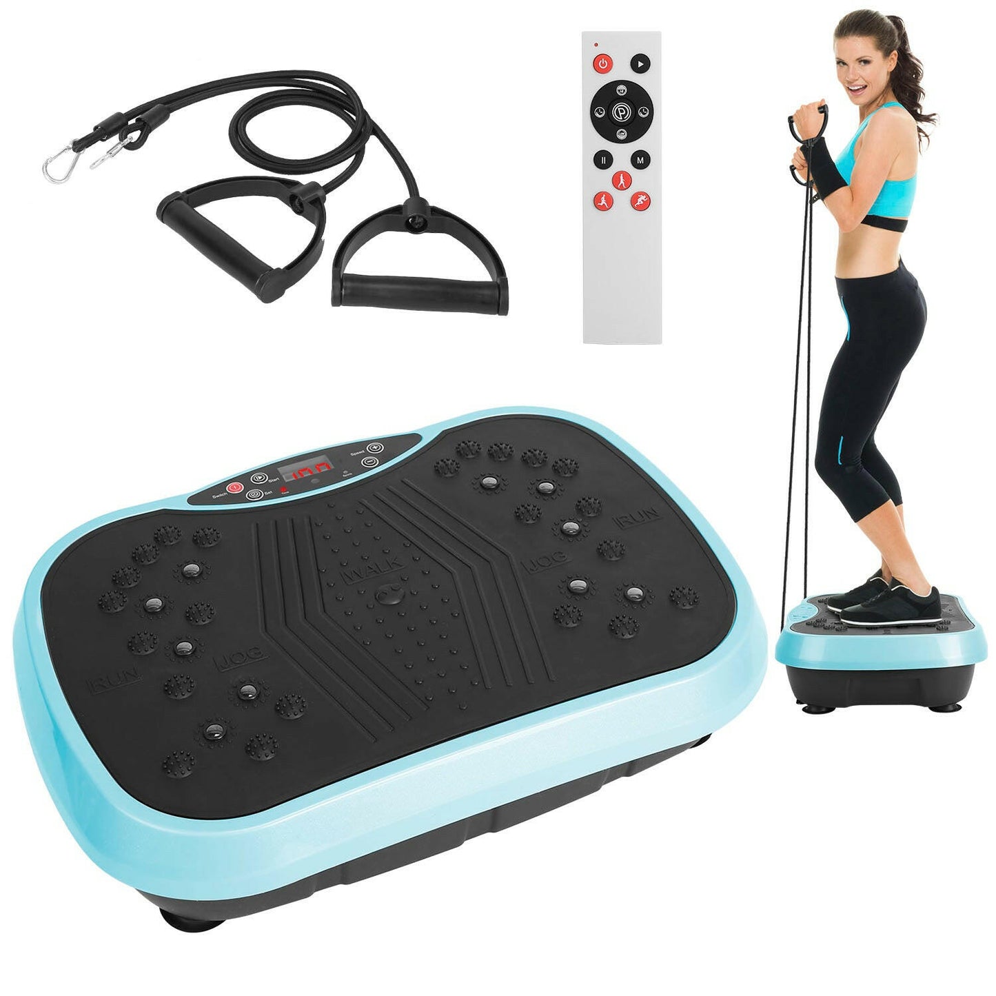 Vibration Exercise Machine with Resistance Bands and Remote Control - Whole Body Vibration Platform for Home Fitness and Weight Loss
