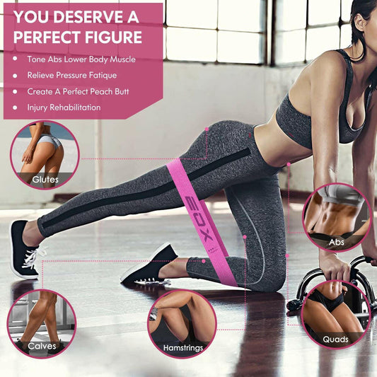 Get Fit with Our Non-Slip Resistance Loop Bands! Perfect for Legs, Butt & Glutes - 5 Levels of Resistance in Cute Pink! 💪🌸 #FitnessGoals #WorkoutEssentials.