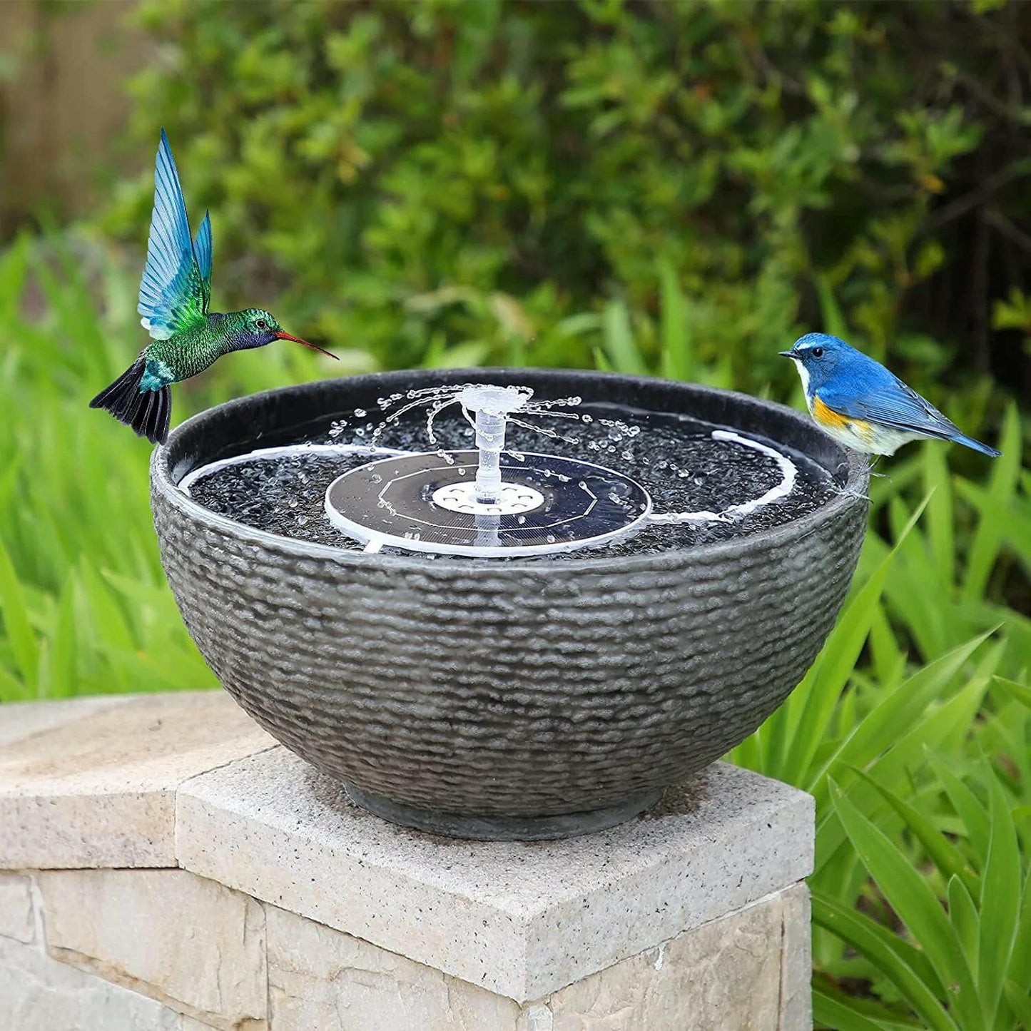 3.5W Solar Fountain Pump with LED Lights for Birdbaths and Pools, Featuring 16 DIY Nozzles, 3000mAh Battery, and Retractable Stand for Outdoor Use