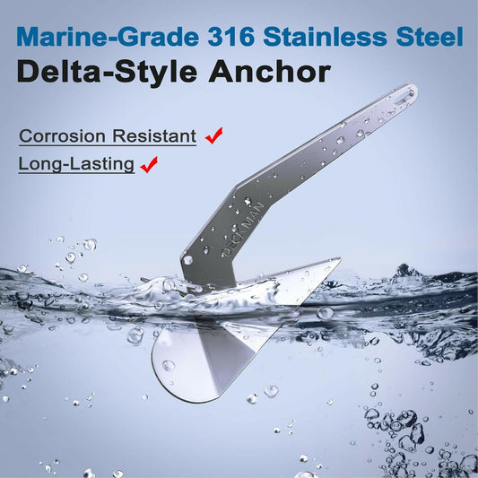 Boat Anchor 316 Stainless Steel (Marine Grade) Delta-Style Anchor Heavy Duty Triangular Anchor Wing Style Triangle Anchor.