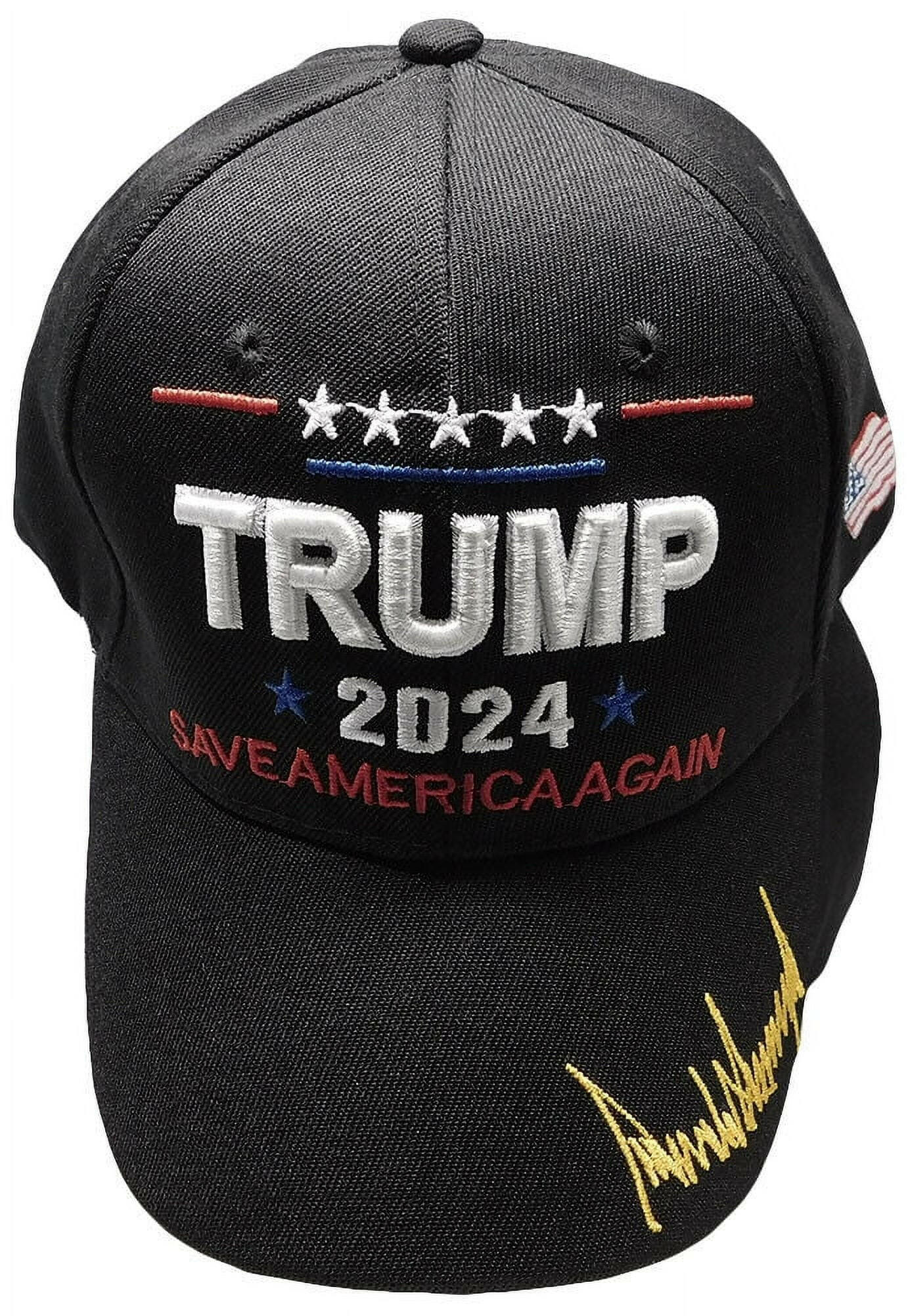 Trump 2024 "Save America Again" Signature Black Adjustable Embroidered Cap