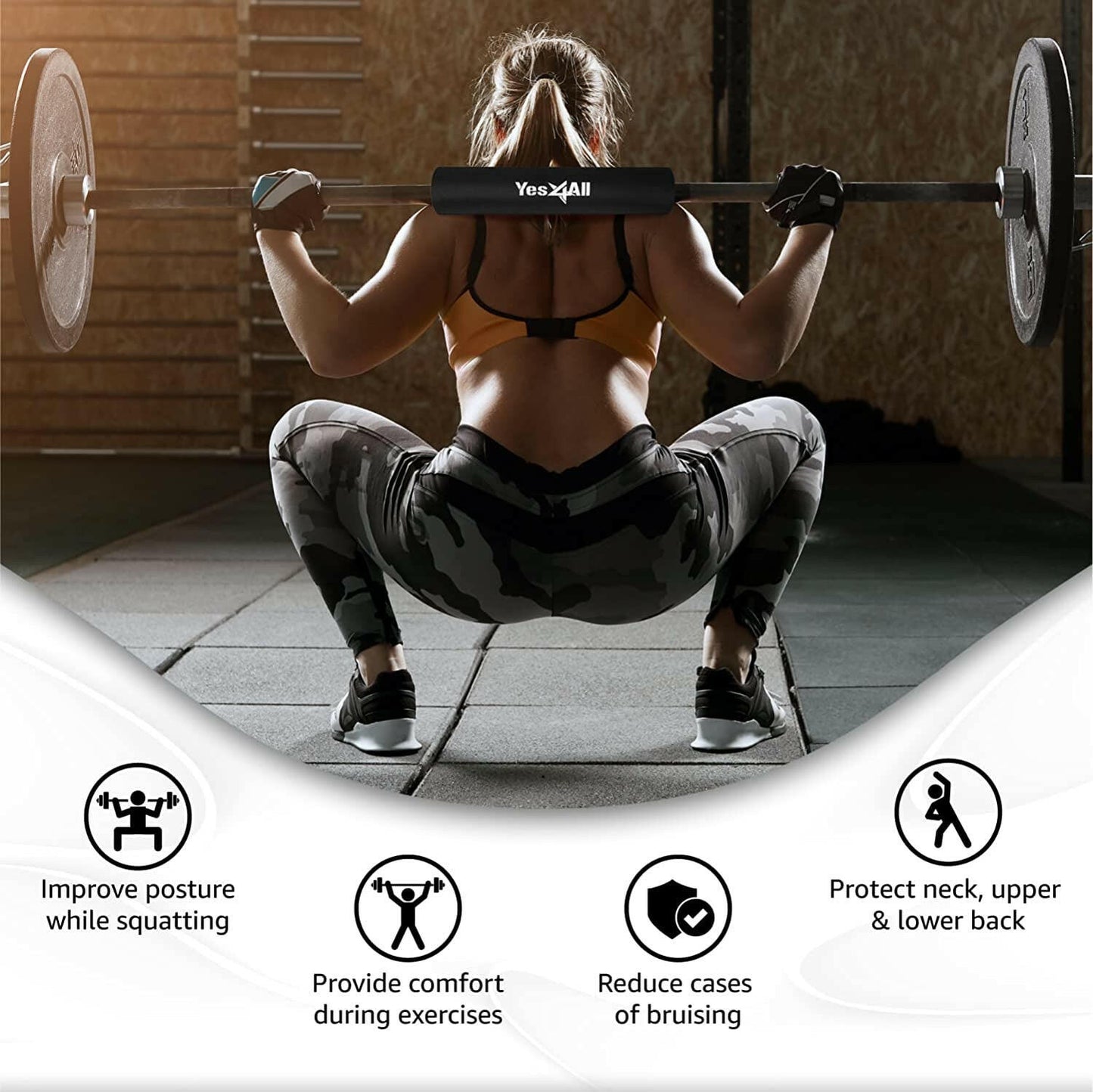 Ultimate Barbell Foam Pad - Neck & Shoulder Protection for Lunges, Squats & Hip Thrusts - Fits Standard Olympic Bars