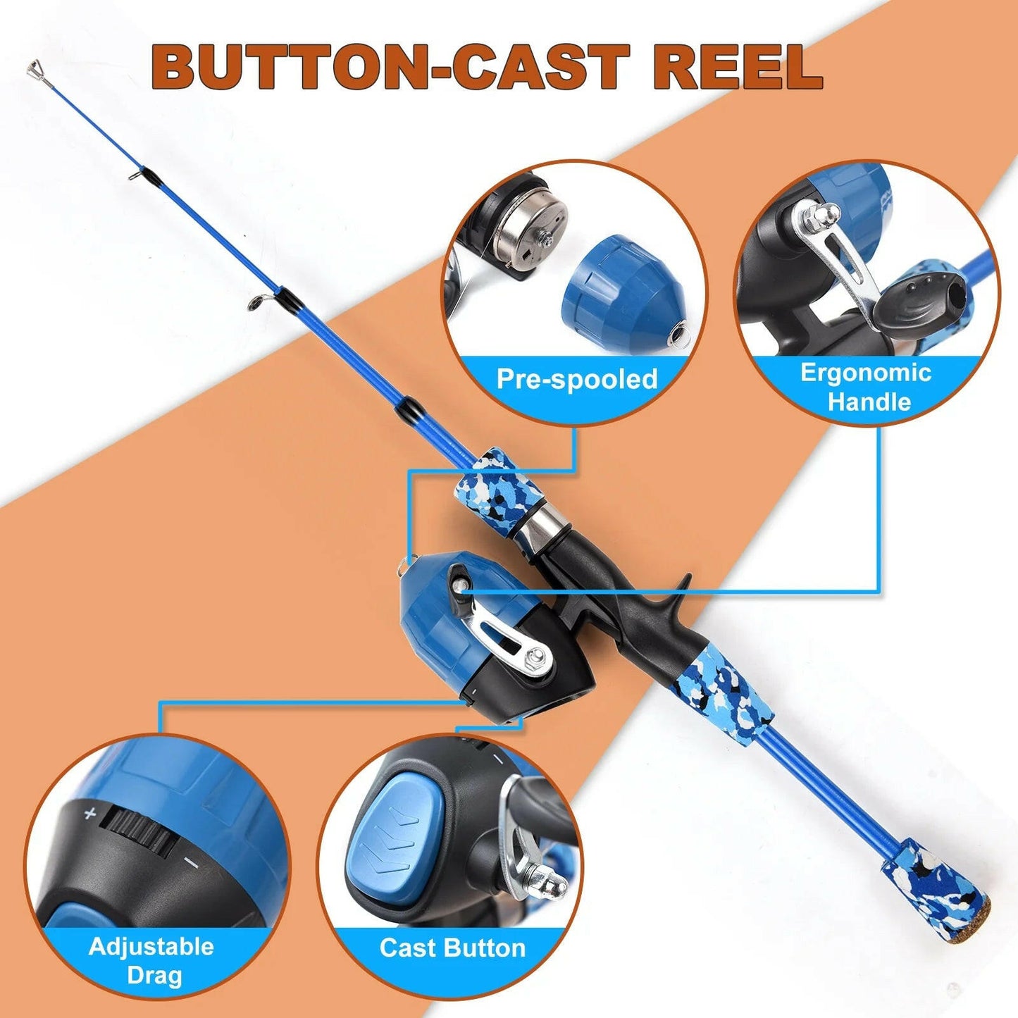 Telescopic Kids Fishing Pole Combo with Spincast Reel - Perfect for Boys, Girls, and Family Fun!.