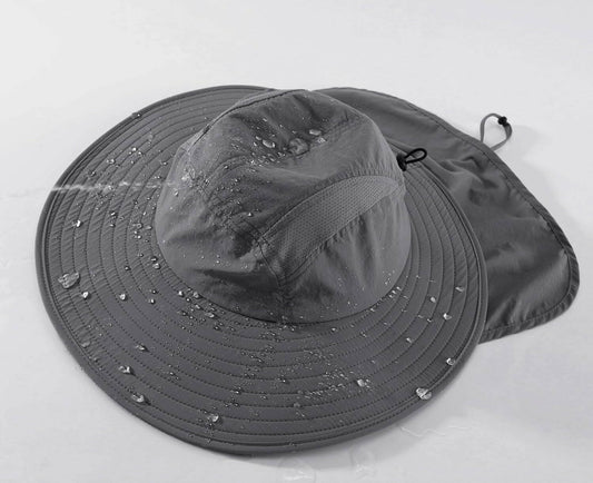 Ultimate UPF 50+ Men's Wide Brim Fishing Hat with Neck Flap - Superior Sun Protection for Outdoor Adventures.