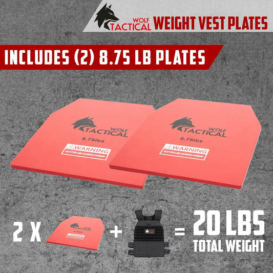 Adjustable Weight Vest Plates for Enhanced Strength Training - Available in 5.75, 8.75, 14.5, and 19.75LB Pairs for WODs, Running, and Heavy Workouts.