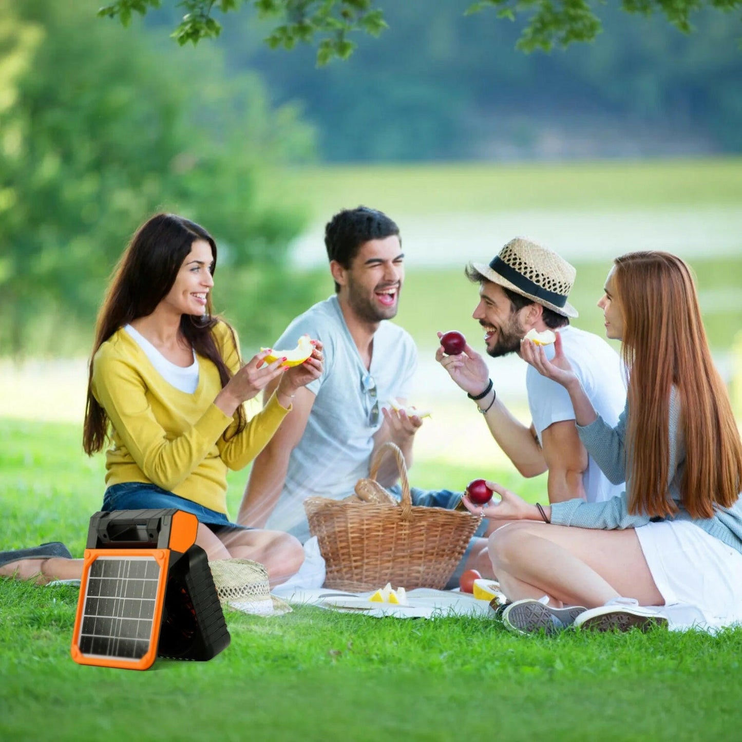 Solar Camping Fan with LED Lantern - 5200mAh Rechargeable Battery, Portable Design, Emergency Power Bank, 4 Wind Speeds, 3 Light Modes, and 3 Timers for Outdoor Activities