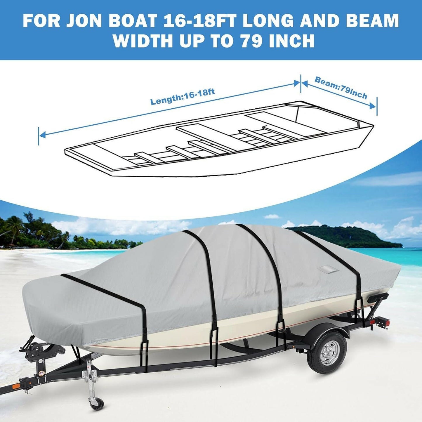 Shield Your Jon Boat with Our Ultimate Waterproof Cover! 🌊🚤 Perfect Fit for 16-18FT Boats! #BoatLife #Waterproof #AdventureReady.