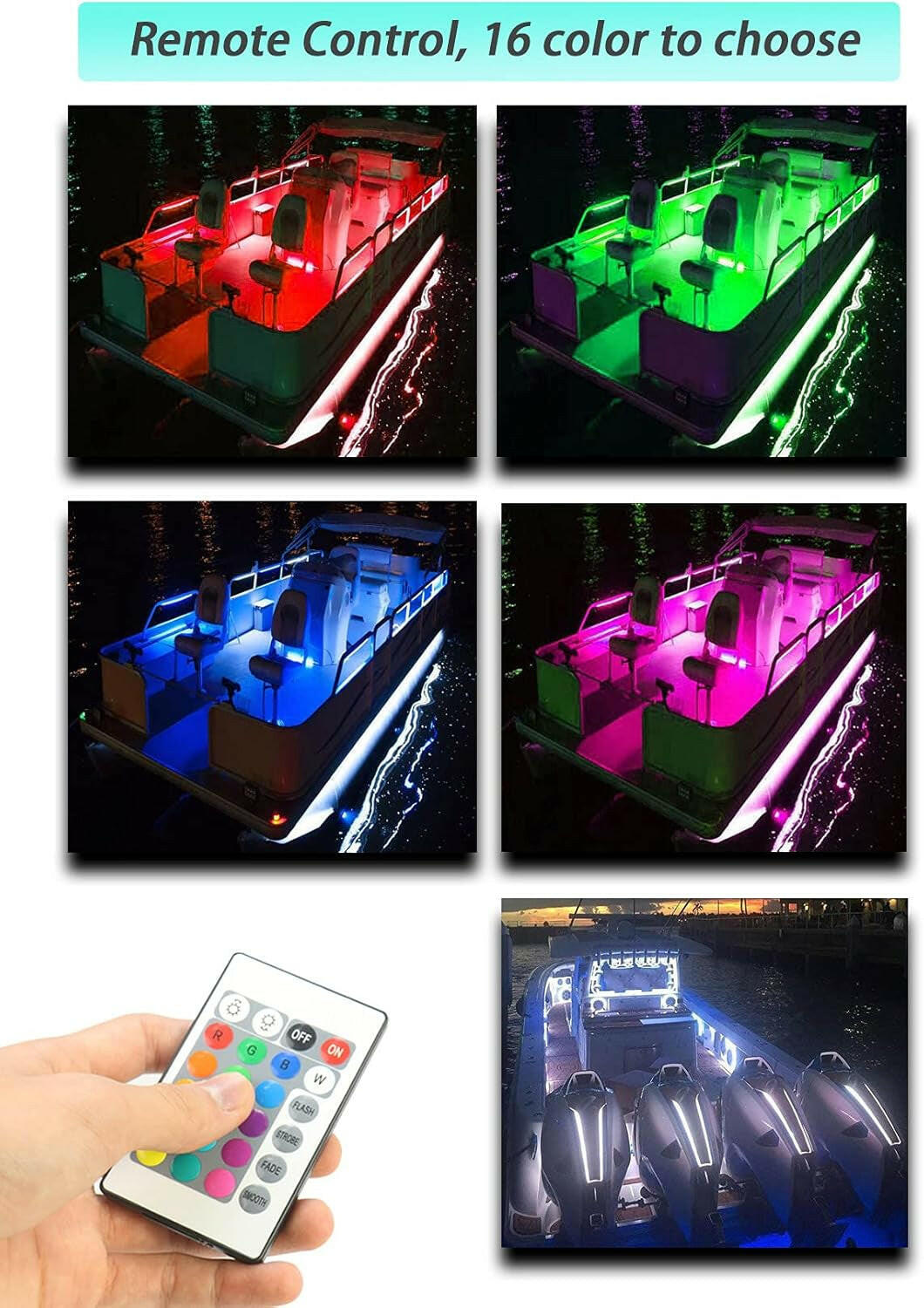 Vibrant RGB LED Light Strip for Pontoon & Fishing Boats - Flexible Marine Accent & Interior Lighting, 12V.