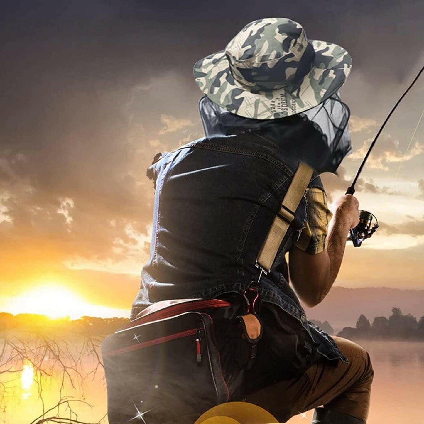 2 Pack Mosquito Head Net Hat - Versatile Sun & Fishing Hat with Hidden Mesh for Outdoor Activities - Ideal for Gardening, Hiking & Beekeeping - Unisex Army Green.