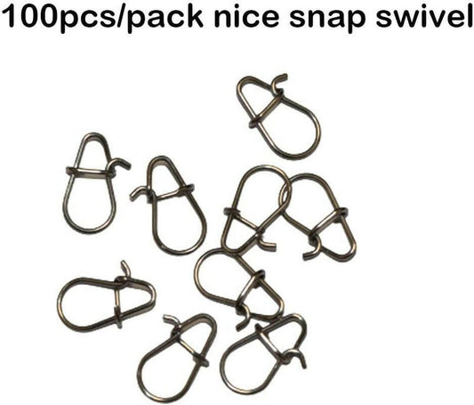 100-Piece Pack of High-Strength Fishing Snaps and Power Clips - Available in 25LB, 30LB, and 40LB Options.