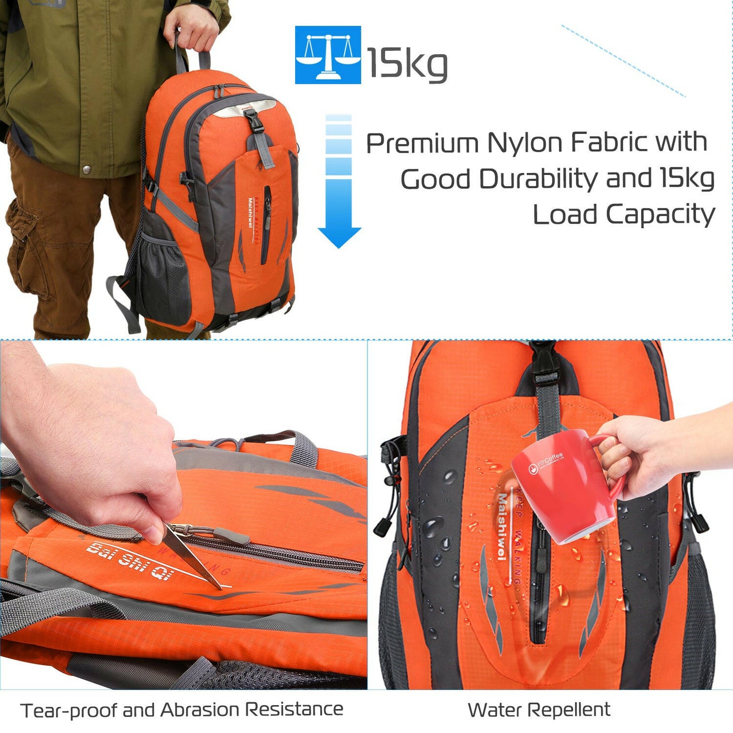 36L Waterproof Outdoor Backpack for Travel and Day Trips