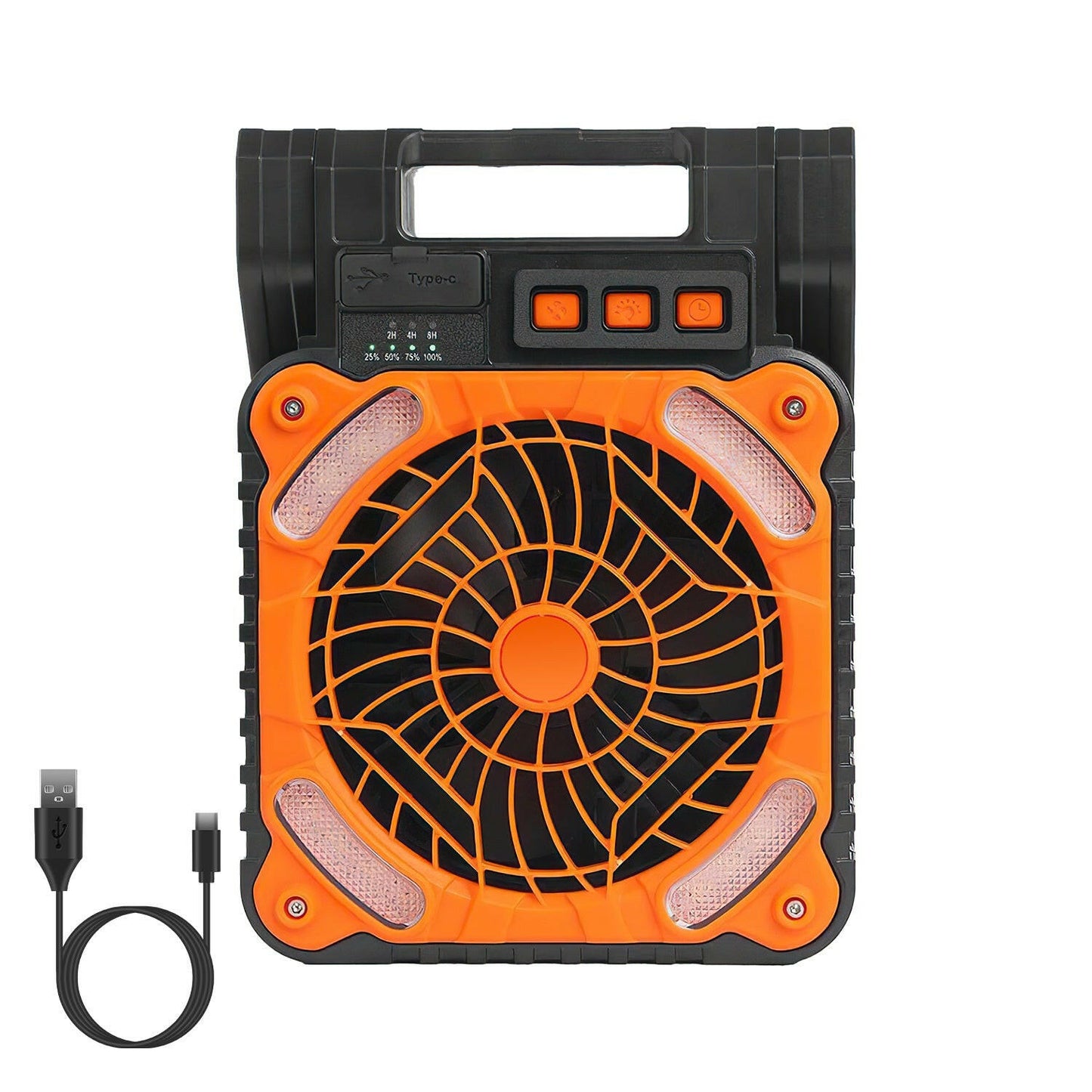 Solar Camping Fan with LED Lantern - 5200mAh Rechargeable Battery, Portable Design, Emergency Power Bank, 4 Wind Speeds, 3 Light Modes, and 3 Timers for Outdoor Activities