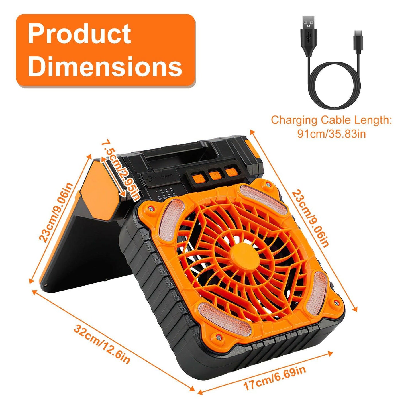 Solar Camping Fan with LED Lantern - 5200mAh Rechargeable Battery, Portable Design, Emergency Power Bank, 4 Wind Speeds, 3 Light Modes, and 3 Timers for Outdoor Activities