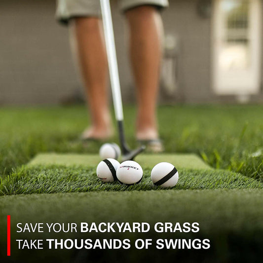 Rukket Tri-Turf Golf Hitting Mat - Portable Training Aid for Backyard Driving & Chipping with Adjustable Tees & Foam Balls.