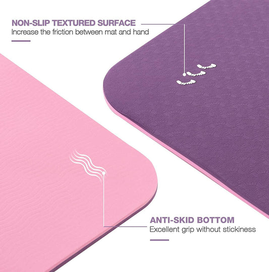 Premium Non-Slip Yoga Mat - Eco-Friendly, Anti-Tear 1/4" Thick Pilates Fitness Mat for Women with Carrying Sling & Storage Bag - Perfect for Home Workouts!.