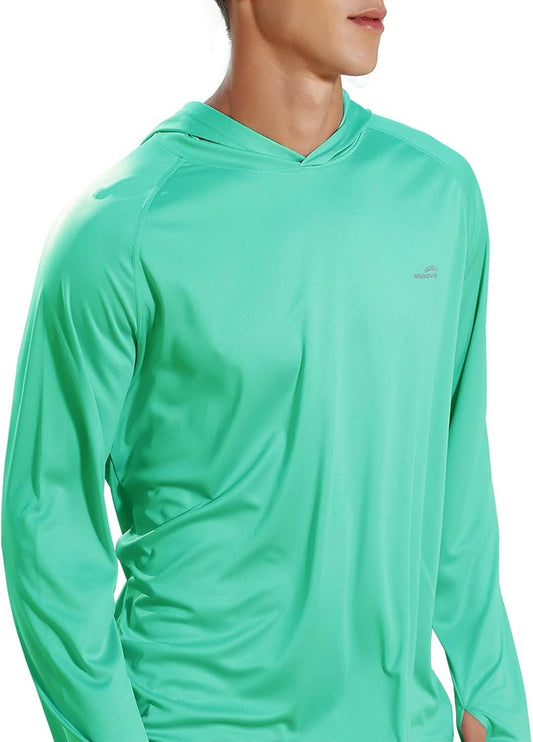 Stay Stylish and Sun-Safe with Our Men's UPF 50+ Long Sleeve Hoodie - Perfect for Outdoor Adventures!.