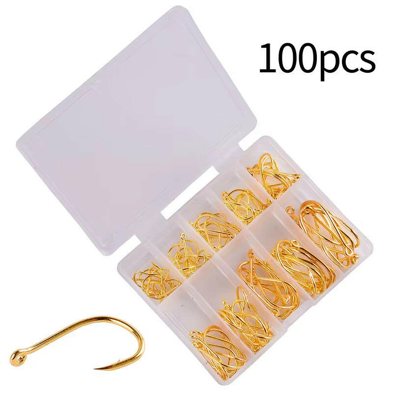 100PCS Premium Barbed Fishing Hooks Set for Carp & Sea Fishing - Luyatai Accessories.