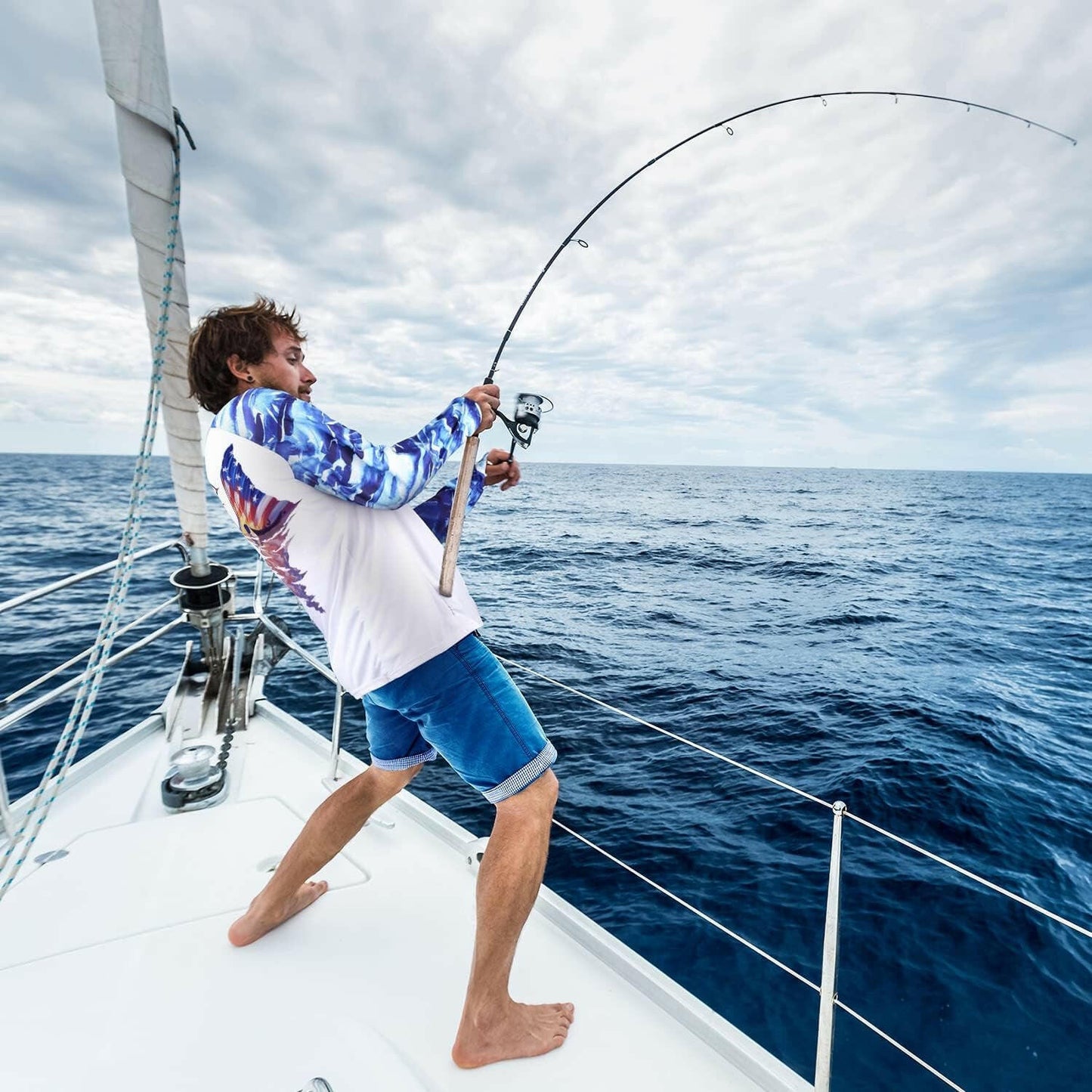 Men's Long Sleeve Fishing Shirt with UV Protection UPF 50+ and Pocket