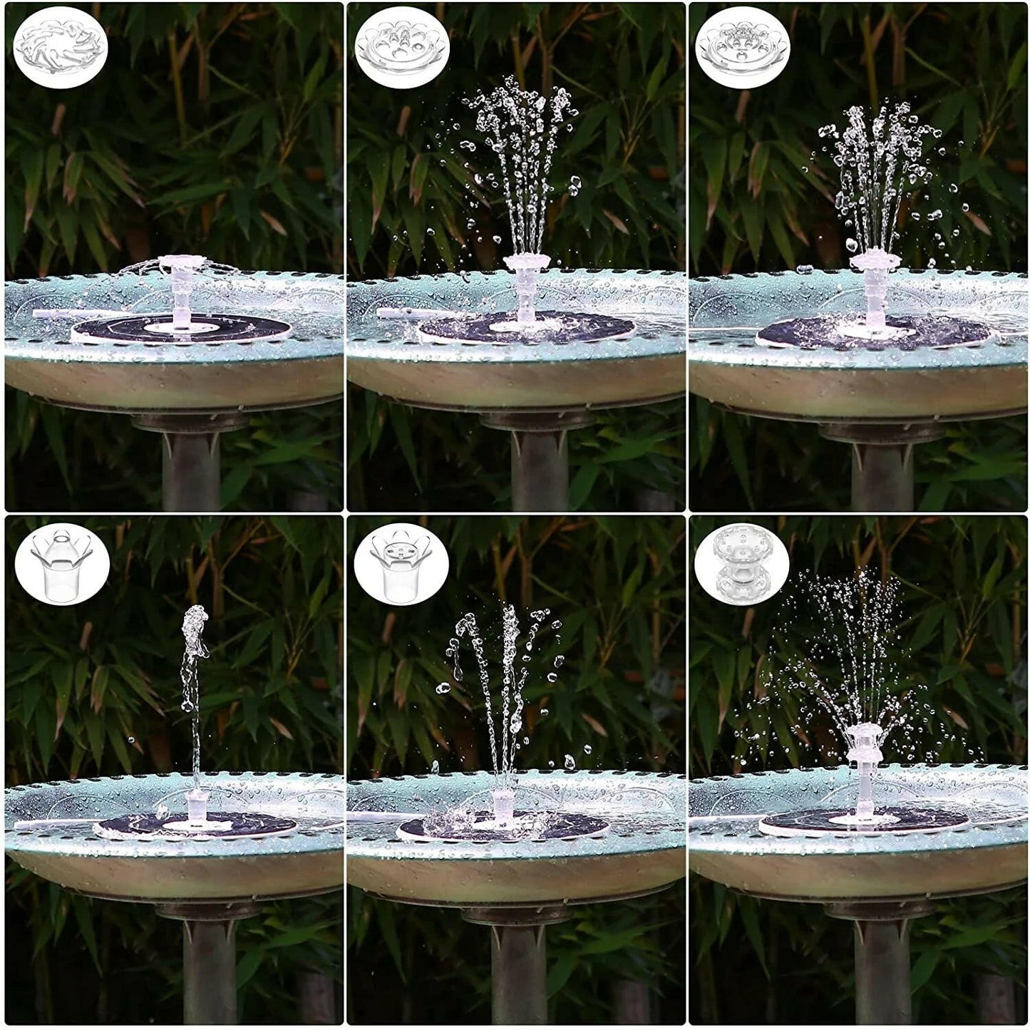3.5W Solar Fountain Pump with LED Lights for Birdbaths and Pools, Featuring 16 DIY Nozzles, 3000mAh Battery, and Retractable Stand for Outdoor Use