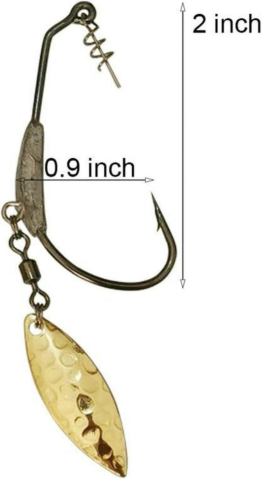 Premium 10-Pack Weighted Twist Lock Fishing Hooks - Superline Spring Hook for Ultimate Bait Control (3.5G & 6.5G).