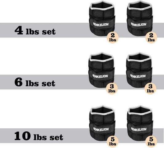 Adjustable Ankle Weights Set - 1 Pair (2, 3, 5, 10 Lbs) for Men, Women, and Kids | Perfect for Strength Training, Gym Workouts, Running, and Lifting - Available in Black, Grey, Pink, Blue, and Purple.
