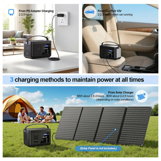Portable Power Station P86, 88.8Wh LiFePO4 Battery with 120W AC Outputs - Solar Generator for Travel and Camping.