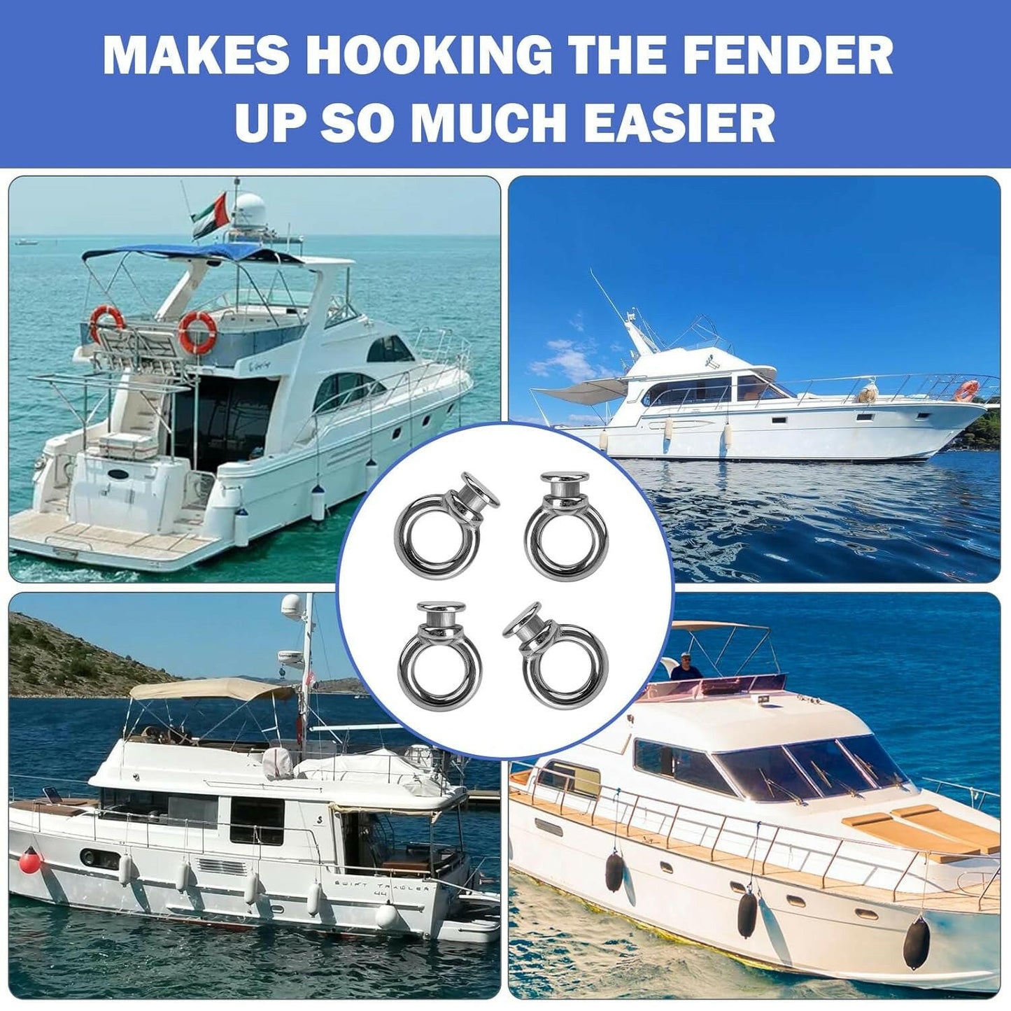 Upgrade Your Boat with These 4 Stainless Steel Fender Holder Clips! 🚤✨ #BoatLife #MarineGear.