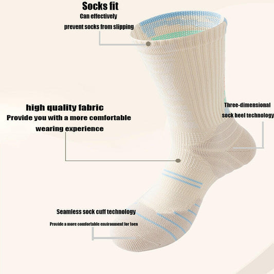 9 Pairs Men Compression Crew Running Socks Athletic Socks with Cushion Work Hiking Basketball Sport Socks Anti-Odor and Anti-Slip for Running Fitness Hiking and Cycling