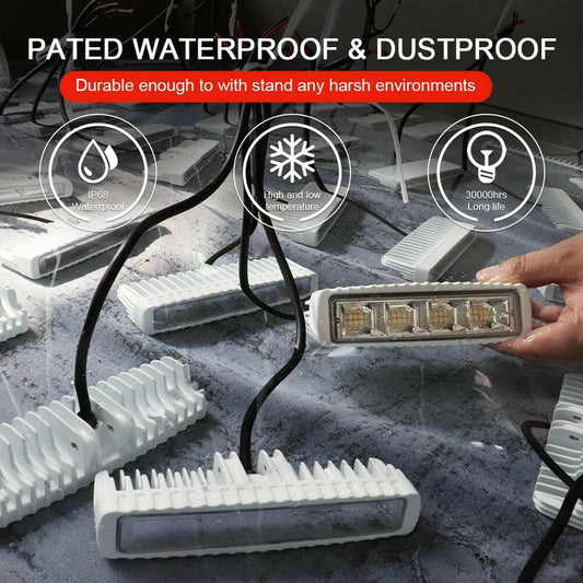 High-Performance Waterproof LED Boat Lights - 2 Pack 72W Marine Deck/Dock Flood Lights, 4000 Lumens, 6.3 Inch, 12/24V Light Bar.