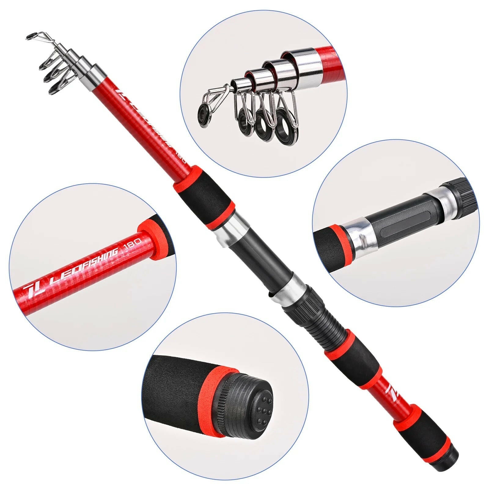 Ultimate 68 Inch Portable Fiberglass Spinning Fishing Rod & Reel Combo for Youth and Adults.
