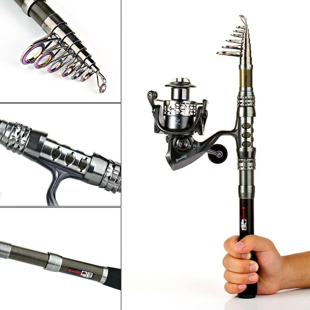 Ultimate Fishing Rod Reel Combo - Telescopic Pole & Spinning Reel with Travel Carrier Bag for Saltwater & Freshwater Adventures.