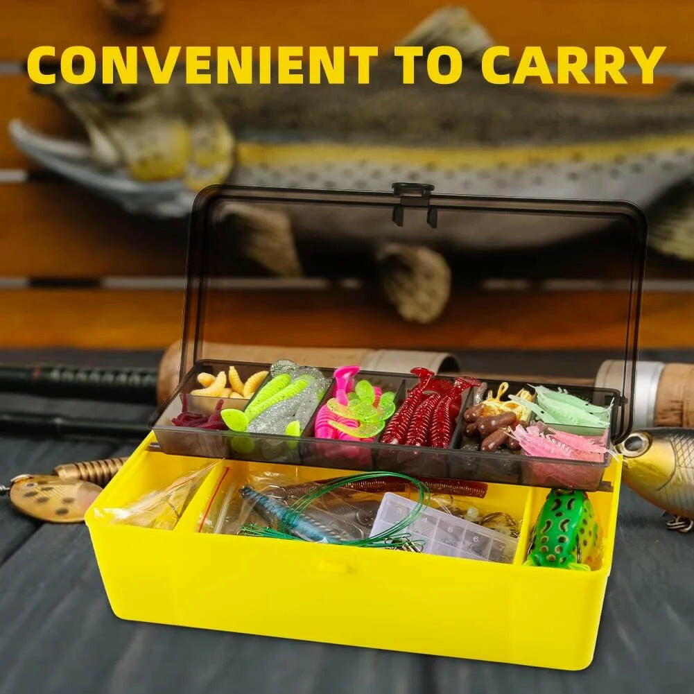 Ultimate 302-Piece Fishing Tackle Box with Attractants and Lures for Bass and Trout.