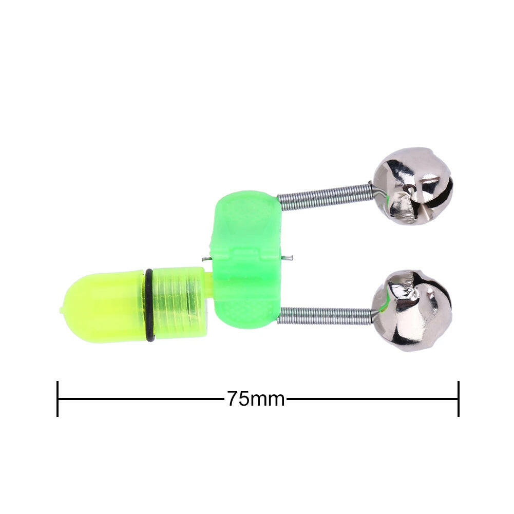 10/40 PC LED Night Fishing Bite Alarm with Dual Bells and Rod Tip Clip Alert System
