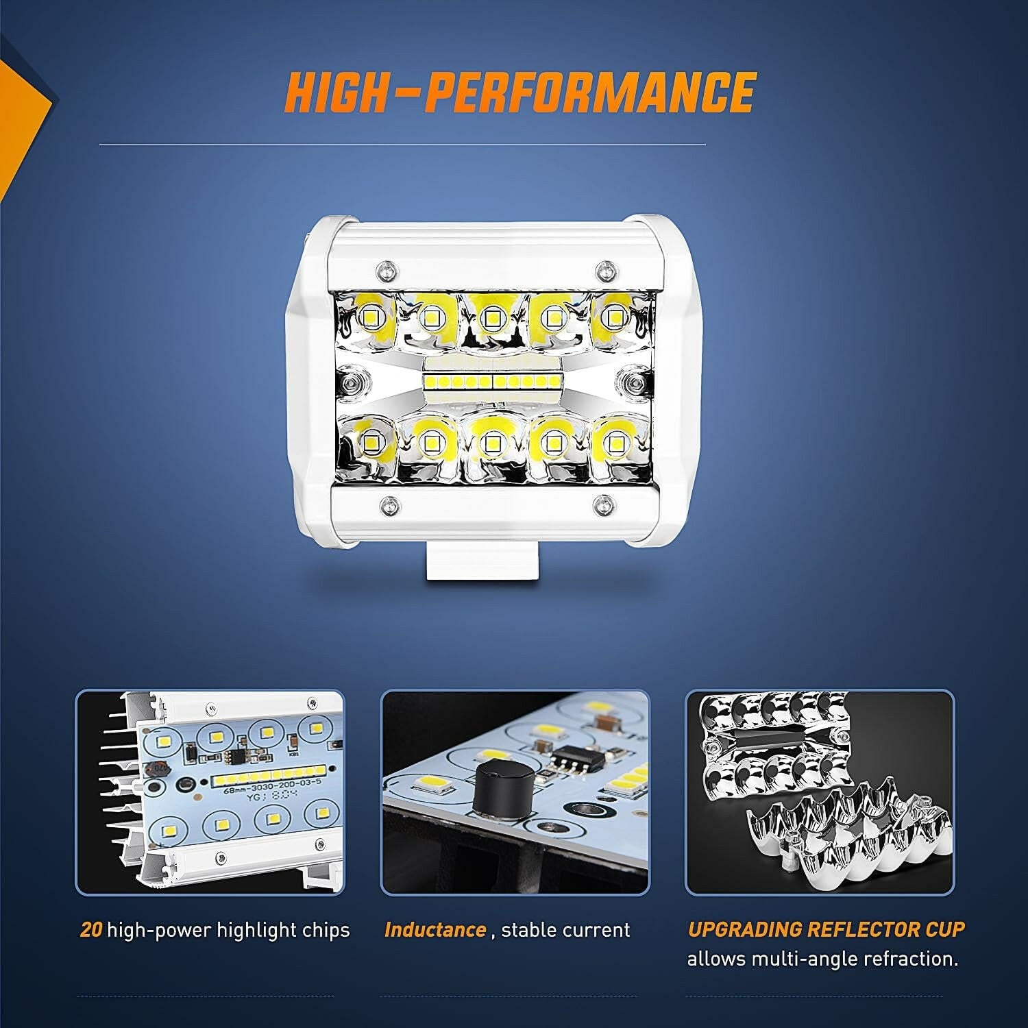 Upgrade Your Night Fishing with 2PCS 4-Inch Marine LED Light Pods - Versatile White Spot Flood Combo for Boats, Yachts, and More!.