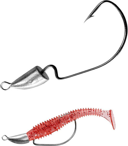 Weedless Swimbait Jig Heads for Bass Fishing - Weighted Texas Rig Hooks for Saltwater and Freshwater (1/8 Oz, 1/6 Oz, 1/4 Oz, 3/8 Oz, 1/2 Oz, 3/4 Oz)