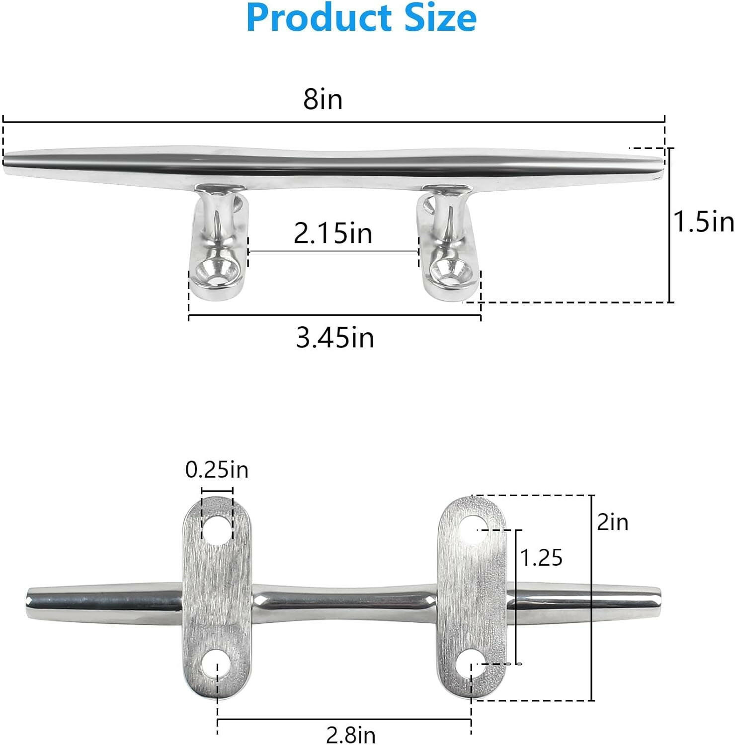 Premium 316 Stainless Steel Boat Dock Cleats - Durable, Versatile Sizes (4/5/6/8/10/12 Inch) for Secure Docking, Includes Screws - Perfect for Boats, Yachts, and Nautical Decor (2Pack/4Pack).